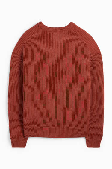 Herren - Pullover - gerippt - rostbraun