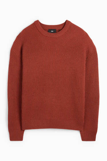 Herren - Pullover - gerippt - rostbraun