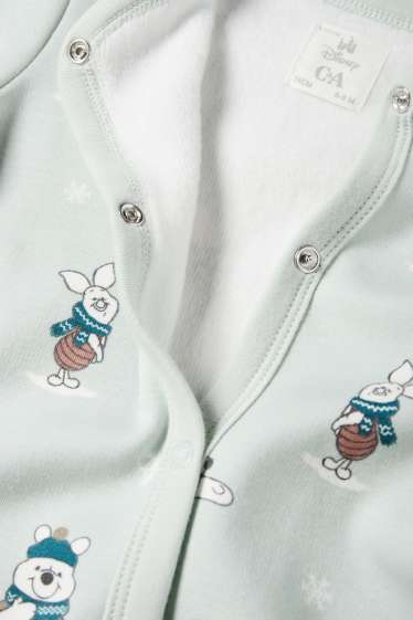 Bebeluși - băieți - Winnie de Pluș - pijama salopetă bebeluși - căptușită cu pluș - verde mentă