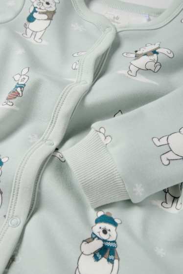 Bebeluși - băieți - Winnie de Pluș - pijama salopetă bebeluși - căptușită cu pluș - verde mentă