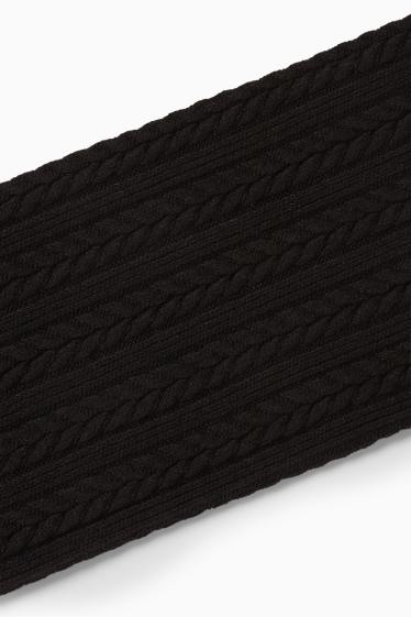 Dámské - Punčochové kalhoty - s copánkovým vzorem - černá