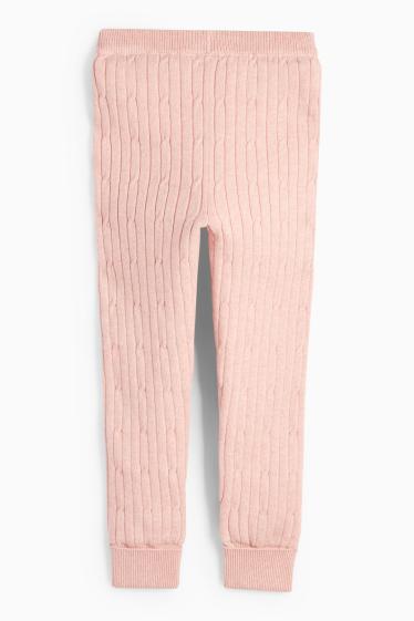 Copii - Fete - Pantaloni de trening din tricot termoizolanți - cu torsade - roz