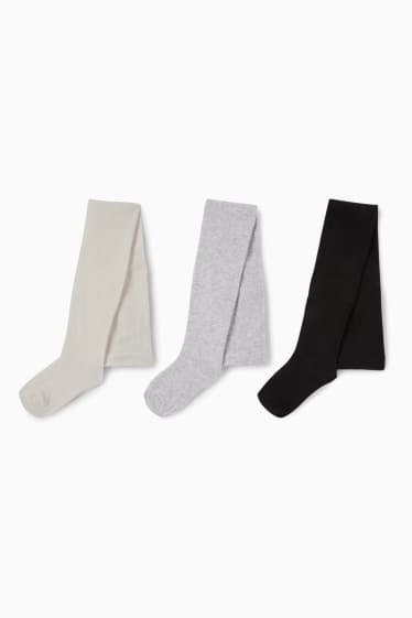 Copii - Fete - Multipack 3 perechi - dresuri - negru / gri