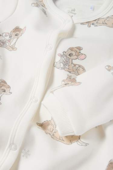 Bebeluși - fete - Bambi - pijama salopetă bebeluși - căptușită cu pluș - alb-crem