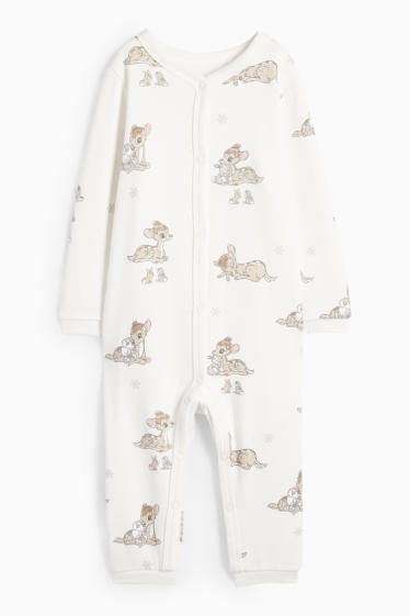 Bebeluși - fete - Bambi - pijama salopetă bebeluși - căptușită cu pluș - alb-crem