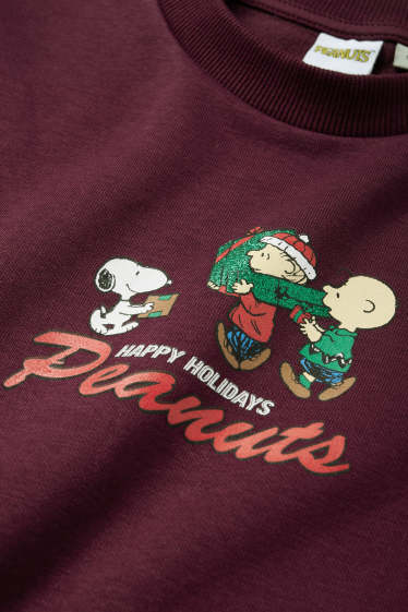 Femei - Bluză de molton cu motive de Crăciun - Peanuts - bordo