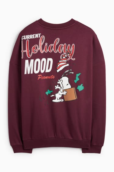Femei - Bluză de molton cu motive de Crăciun - Peanuts - bordo