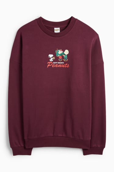 Femei - Bluză de molton cu motive de Crăciun - Peanuts - bordo