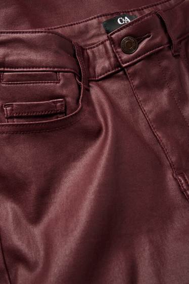 Femei - Pantaloni de stofă - talie înaltă - skinny fit - bordo