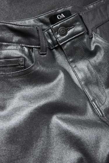 Femei - Pantaloni de stofă - talie înaltă - skinny fit - gri