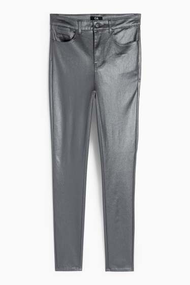 Femei - Pantaloni de stofă - talie înaltă - skinny fit - gri
