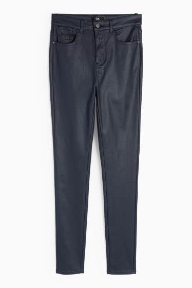 Femei - Pantaloni de stofă - talie înaltă - skinny fit - albastru închis