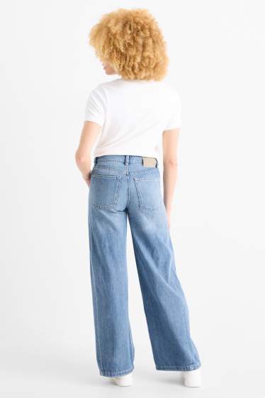Femei - Wide leg jeans - talie medie - denim-albastru deschis