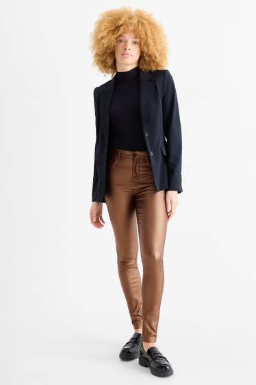 Femei - Pantaloni de stofă - talie înaltă - skinny fit - maro