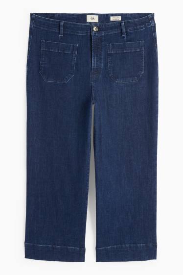 Femei - Wide leg jeans - talie înaltă - denim-albastru închis