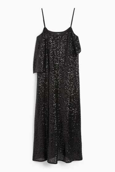 Femei - Rochie cu paiete - straight fit - negru