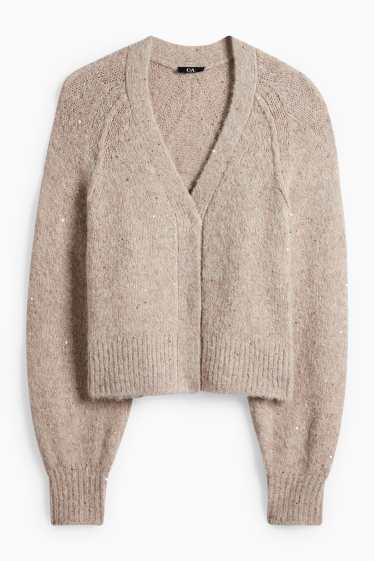 Femei - Cardigan tricotat - bej