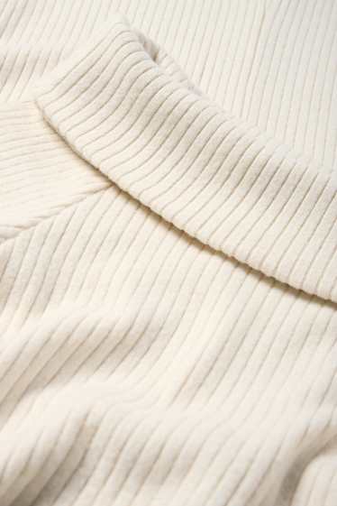 Women - Knitted bodycon dress - ribbed - cremewhite