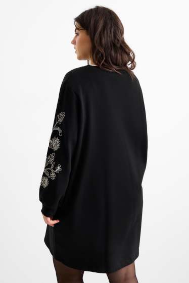 Women - Sweatshirt dress - straight fit - black
