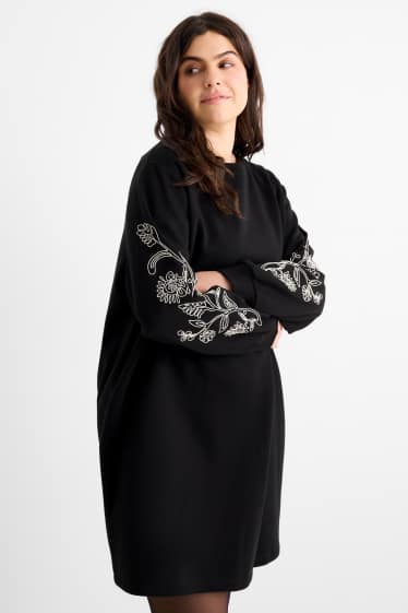 Women - Sweatshirt dress - straight fit - black