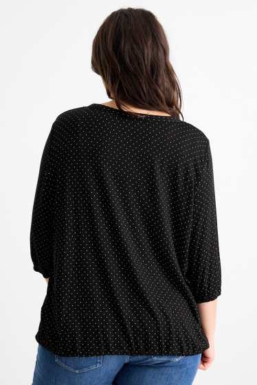 Femei - Tricou cu mânecă lungă - cu buline - negru