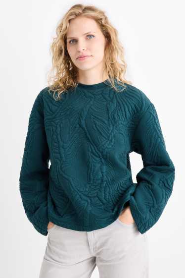 Damen - Sweatshirt - strukturiert - dunkelgrün