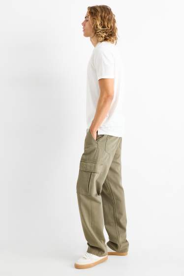 Bărbați - Pantaloni cargo - relaxed fit - kaki