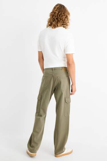 Bărbați - Pantaloni cargo - relaxed fit - kaki
