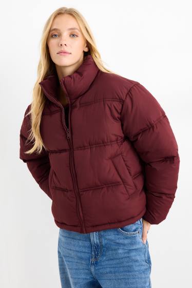 Femei - Jachetă matlasată - bordo