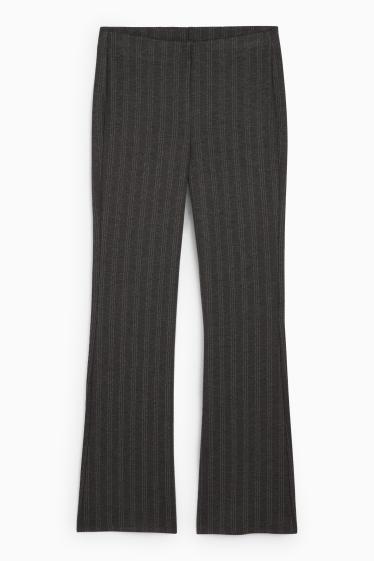 Women - Jersey trousers - mid-rise waist - flared - pinstripes - dark gray