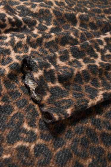 Femei - Tricou crop cu mânecă lungă - slim fit - imprimeu de leopard - negru / nej