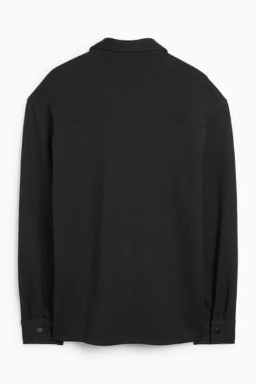 Bărbați - Jachetă tip cămașă - relaxed fit - guler Kent - negru