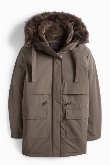 Femei - Parka cu glugă - căptușită - rezistentă la apă - kaki
