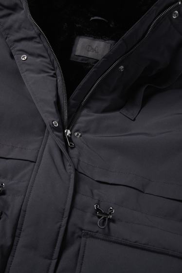 Femei - Parka cu glugă - căptușită - rezistentă la apă - negru