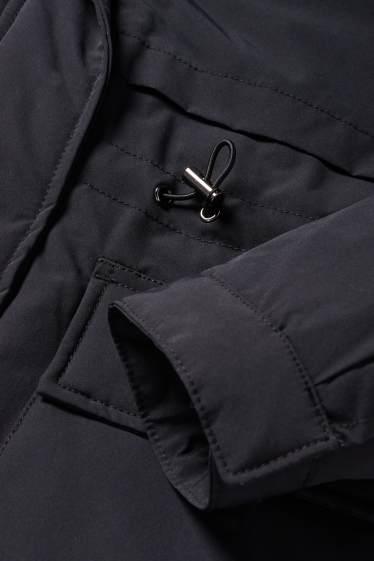 Femei - Parka cu glugă - căptușită - rezistentă la apă - negru