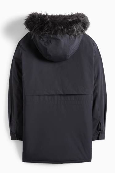 Femei - Parka cu glugă - căptușită - rezistentă la apă - negru