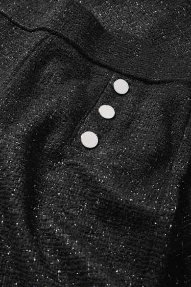 Femei - Pantaloni bouclé - talie înaltă - wide leg - negru