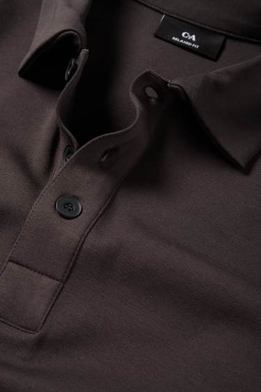 Bărbați - Tricou polo cu mânecă lungă - relaxed fit - maro închis