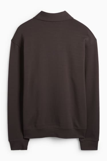 Bărbați - Tricou polo cu mânecă lungă - relaxed fit - maro închis