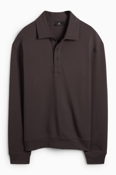 Bărbați - Tricou polo cu mânecă lungă - relaxed fit - maro închis