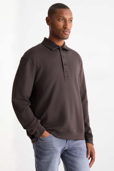 Bărbați - Tricou polo cu mânecă lungă - relaxed fit - maro închis