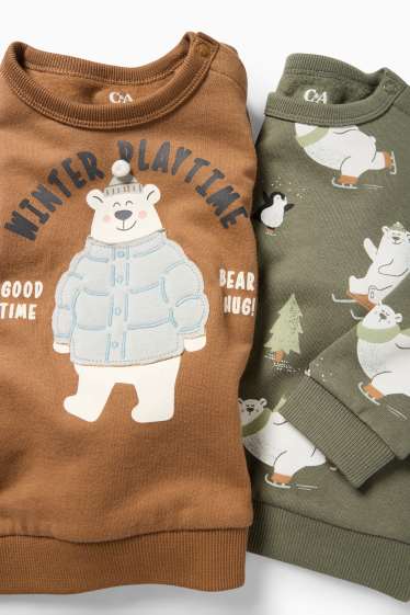 Bebeluși - băieți - Multipack 2 buc. - urs polar și pinguin - bluză de molton bebeluși - maro