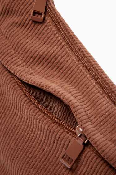 Dámské - Manšestrová taška přes rameno - hnědá