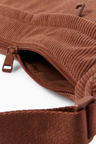 Dámské - Manšestrová taška přes rameno - hnědá