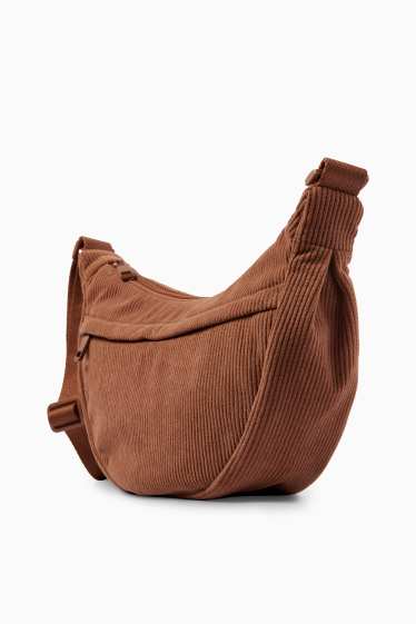 Dámské - Manšestrová taška přes rameno - hnědá