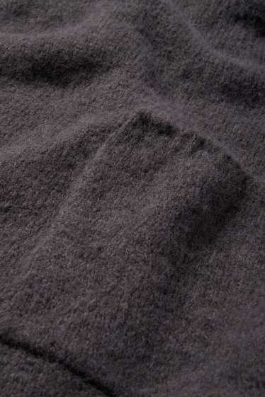 Femei - Cardigan tricotat lung - gri închis