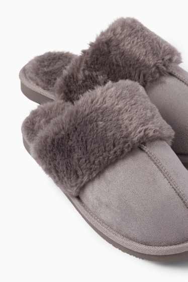 Women - Slippers - faux suede - gray