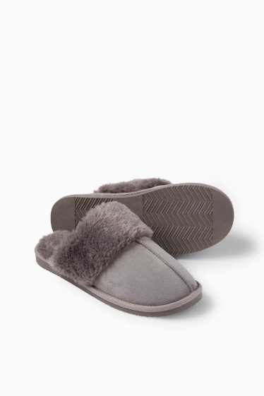 Women - Slippers - faux suede - gray