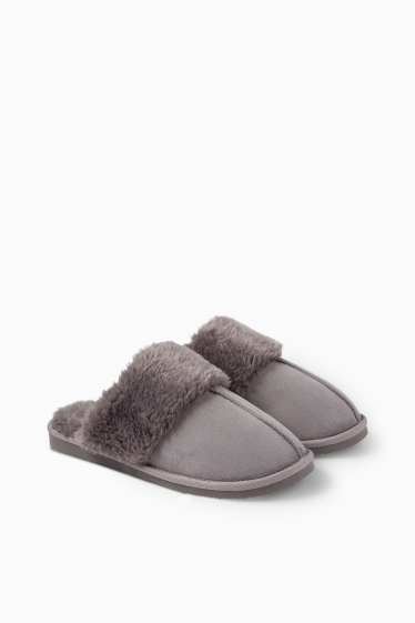 Women - Slippers - faux suede - gray
