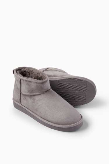 Femei - Botine - imitație de piele întoarsă - gri